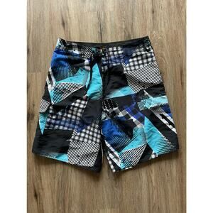 RS Surf Blue & Black Board Shorts Size 34